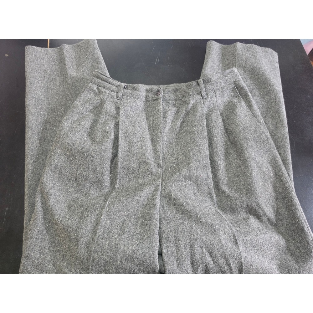 Sag Harbor Vintage Gray Wool Blend Pleated Trousers Straight Leg Pants Size 14